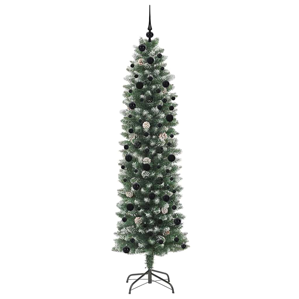 Umělý Štíhlý Vánoční Strom S Stojanem Zelená A Bílá 240 Cm