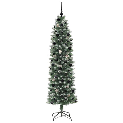 Umělý Štíhlý Vánoční Strom S Stojanem Zelená A Bílá 240 Cm