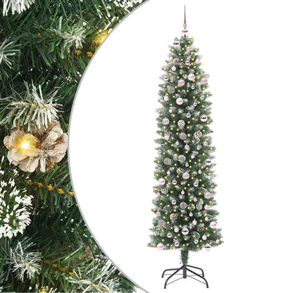Umělý Štíhlý Vánoční Strom S Stojanem Zelená A Bílá 240 Cm