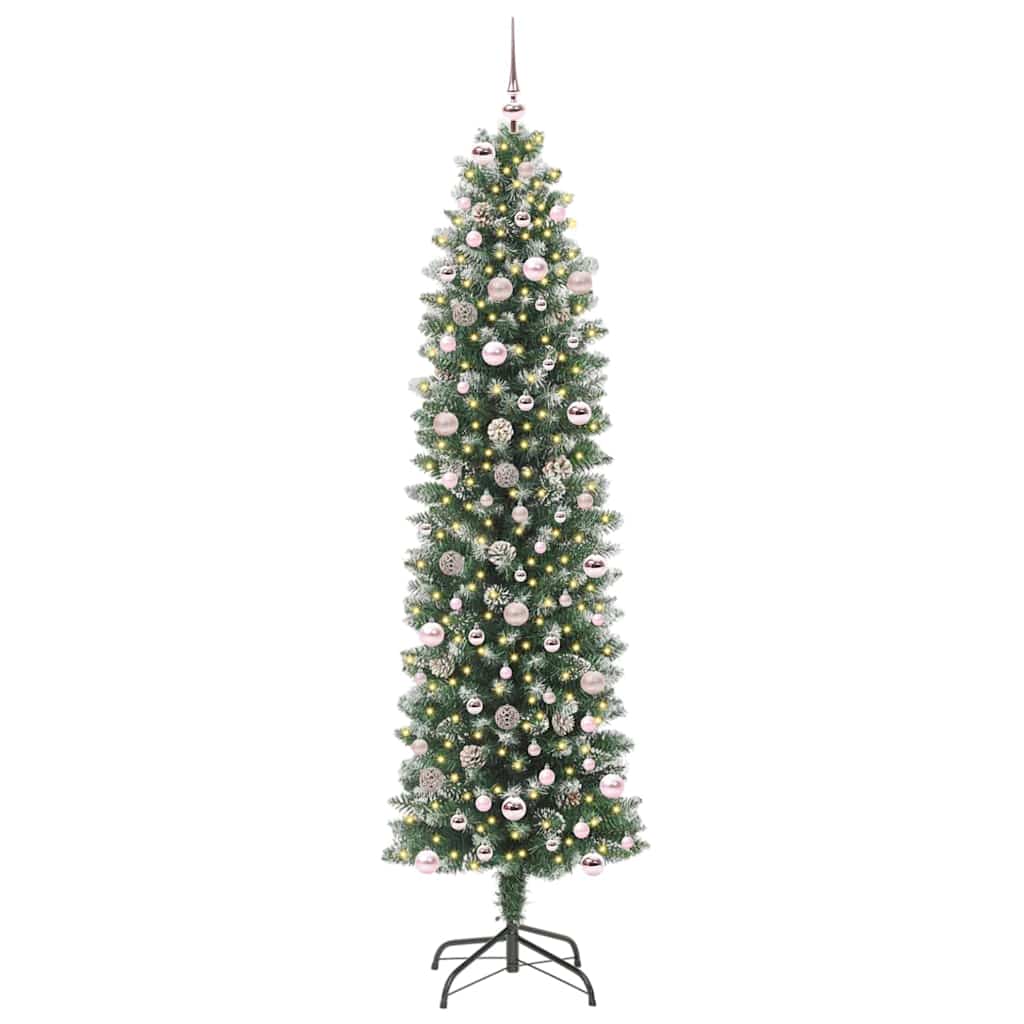 Umělý Štíhlý Vánoční Strom S Stojanem Zelená A Bílá 240 Cm