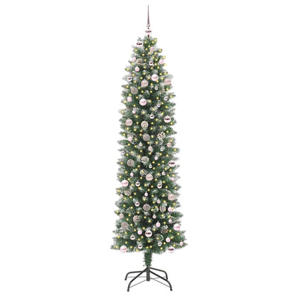 Umělý Štíhlý Vánoční Strom S Stojanem Zelená A Bílá 240 Cm