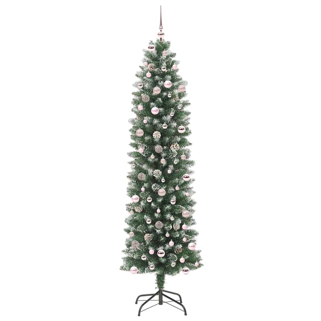 Umělý Štíhlý Vánoční Strom S Stojanem Zelená A Bílá 240 Cm