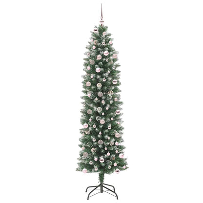 Umělý Štíhlý Vánoční Strom S Stojanem Zelená A Bílá 240 Cm
