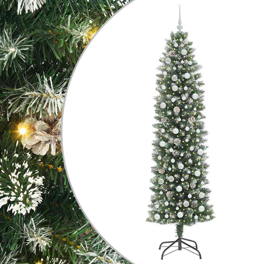 Umělý Štíhlý Vánoční Strom S Stojanem Zelená A Bílá 240 Cm