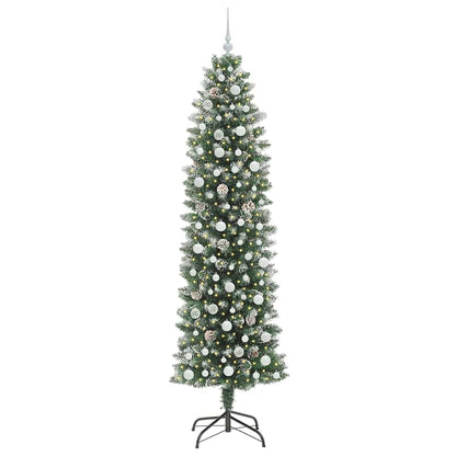 Umělý Štíhlý Vánoční Strom S Stojanem Zelená A Bílá 240 Cm