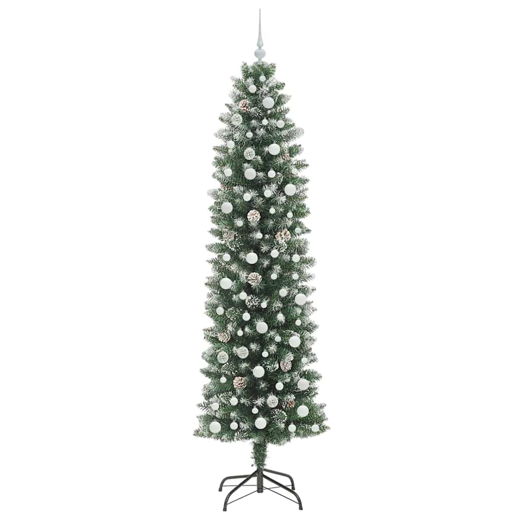 Umělý Štíhlý Vánoční Strom S Stojanem Zelená A Bílá 240 Cm