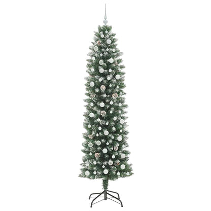 Umělý Štíhlý Vánoční Strom S Stojanem Zelená A Bílá 240 Cm