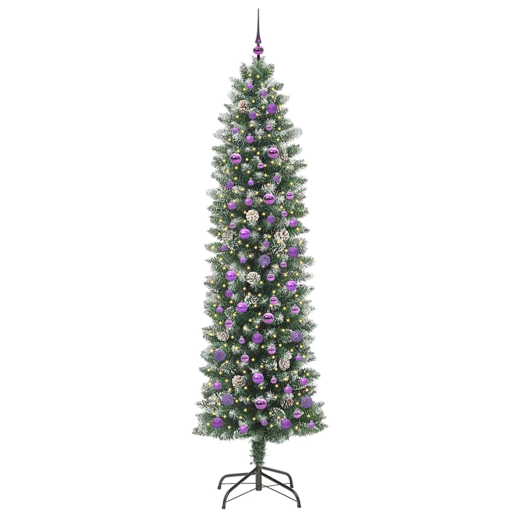 Umělý Štíhlý Vánoční Strom S Stojanem Zelená A Bílá 240 Cm