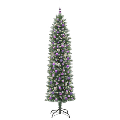 Umělý Štíhlý Vánoční Strom S Stojanem Zelená A Bílá 240 Cm