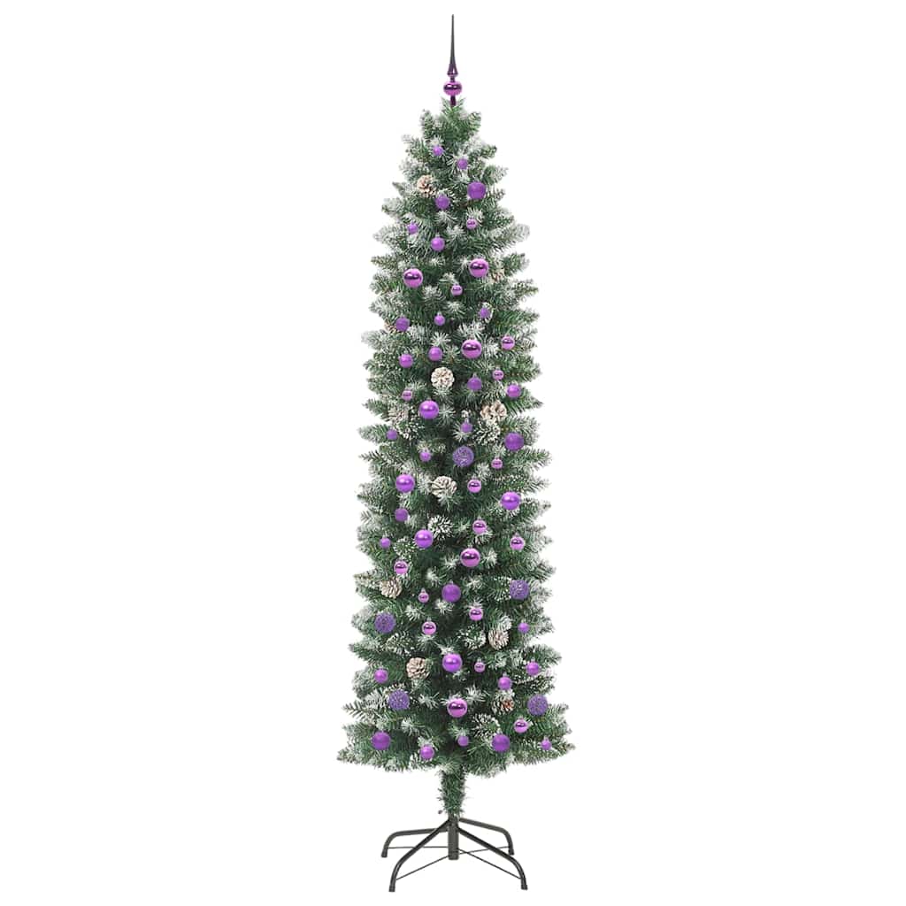 Umělý Štíhlý Vánoční Strom S Stojanem Zelená A Bílá 240 Cm