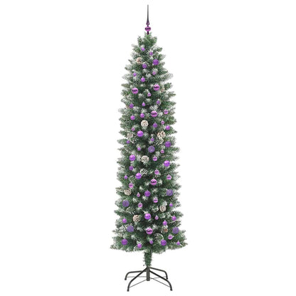 Umělý Štíhlý Vánoční Strom S Stojanem Zelená A Bílá 240 Cm