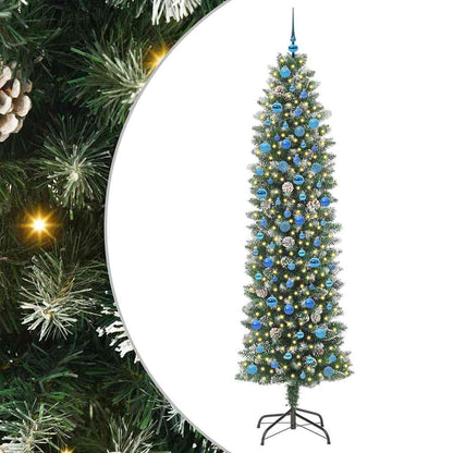 Umělý Štíhlý Vánoční Strom S Stojanem Zelená A Bílá 240 Cm