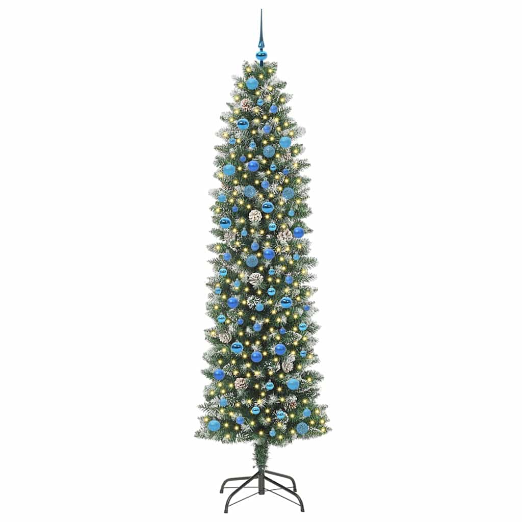 Umělý Štíhlý Vánoční Strom S Stojanem Zelená A Bílá 240 Cm