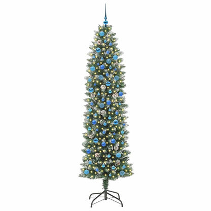 Umělý Štíhlý Vánoční Strom S Stojanem Zelená A Bílá 240 Cm