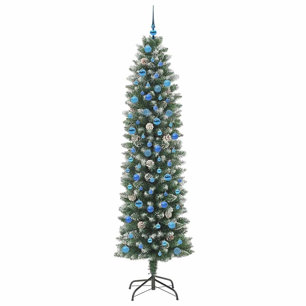 Umělý Štíhlý Vánoční Strom S Stojanem Zelená A Bílá 240 Cm
