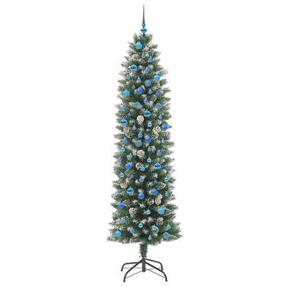 Umělý Štíhlý Vánoční Strom S Stojanem Zelená A Bílá 240 Cm