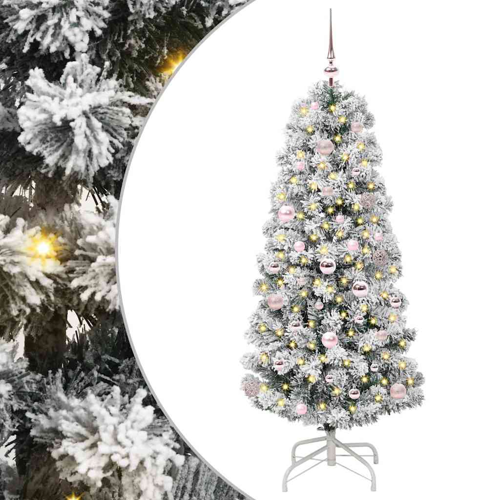 Umělý Skládací Vánoční Strom Zelená A Bílá 150 Cm