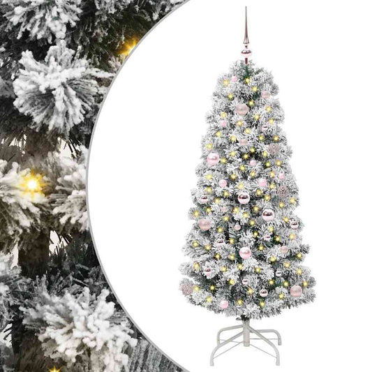 Umělý Skládací Vánoční Strom Zelená A Bílá 150 Cm