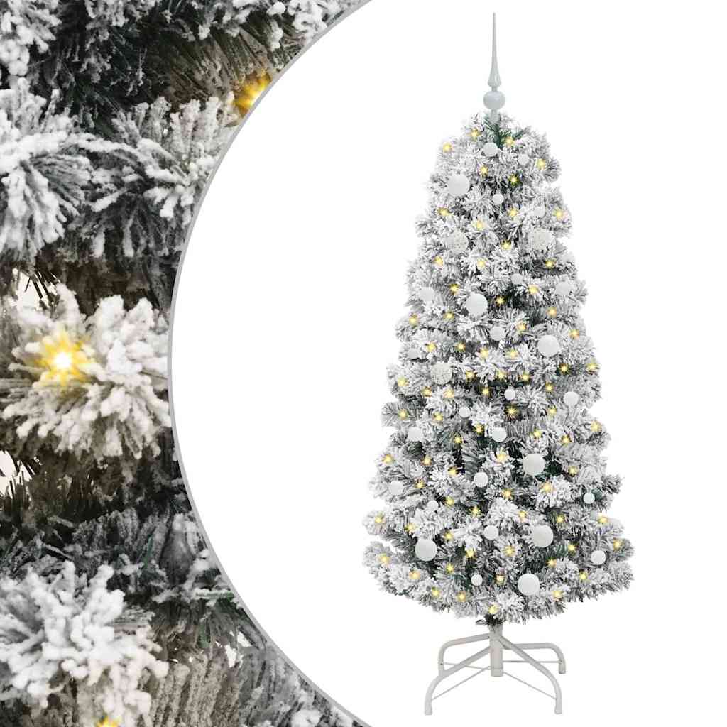 Umělý Skládací Vánoční Strom Zelená A Bílá 150 Cm