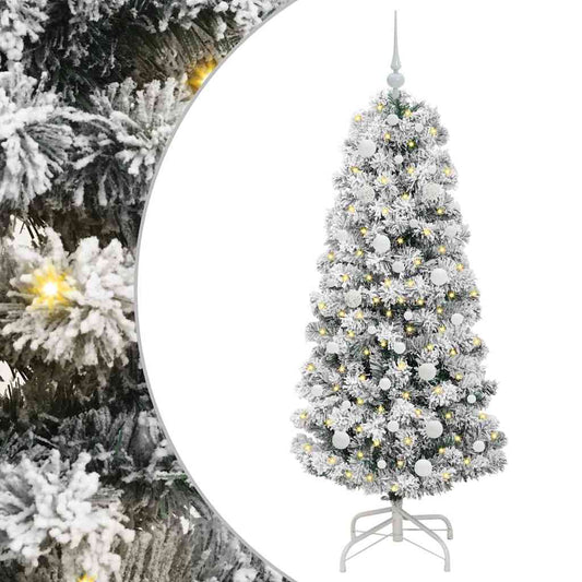 Umělý Skládací Vánoční Strom Zelená A Bílá 150 Cm