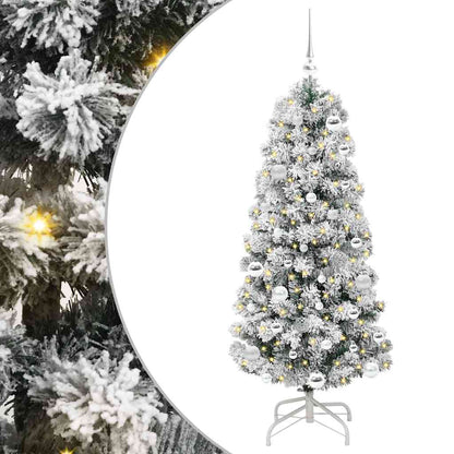 Umělý Skládací Vánoční Strom Zelená A Bílá 150 Cm