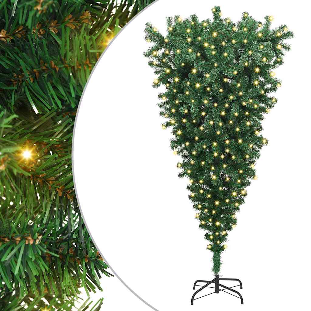 Obrácený Umělý Předsvítící Vánoční Strom Zelená 180 Cm Pvc