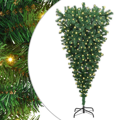 Obrácený Umělý Předsvítící Vánoční Strom Zelená 180 Cm Pvc