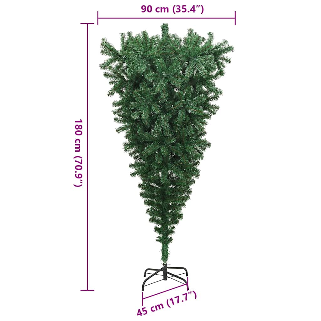 Obrácený Umělý Předsvítící Vánoční Strom Zelená 180 Cm Pvc