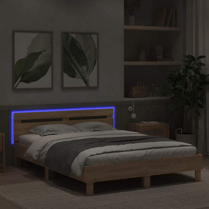 Rám Postele S Led Pásky Sonoma 152 X 203 Cm Kompozitní Dřevo