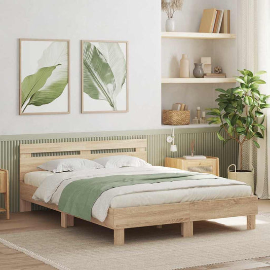 Rám Postele S Led Pásky Sonoma 152 X 203 Cm Kompozitní Dřevo
