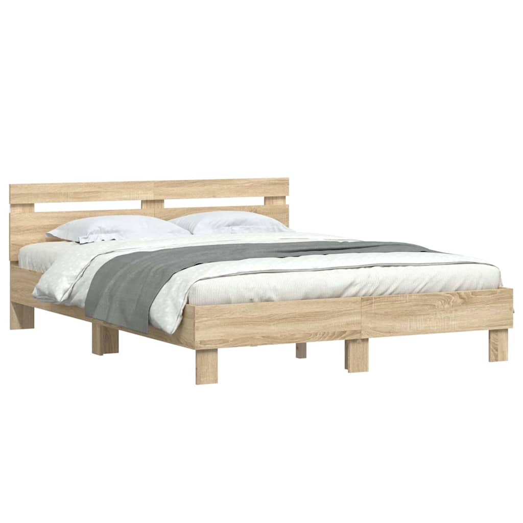 Rám Postele S Led Pásky Sonoma 152 X 203 Cm Kompozitní Dřevo