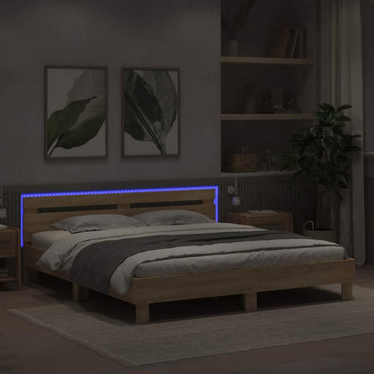 Rám Postele S Led Pásky Sonoma 193 X 203 Cm Kompozitní Dřevo