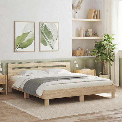 Rám Postele S Led Pásky Sonoma 193 X 203 Cm Kompozitní Dřevo