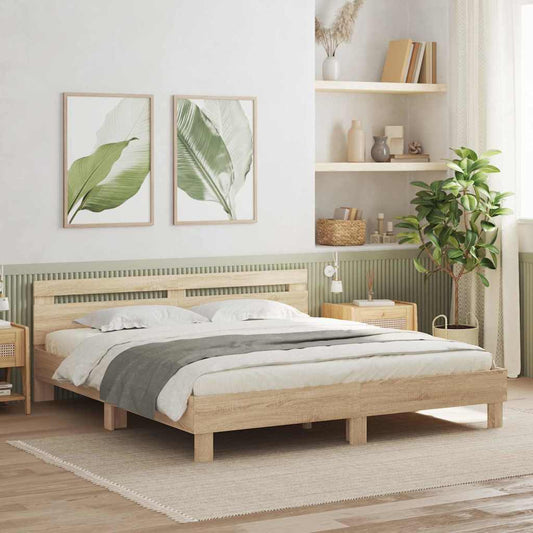 Rám Postele S Led Pásky Sonoma 193 X 203 Cm Kompozitní Dřevo
