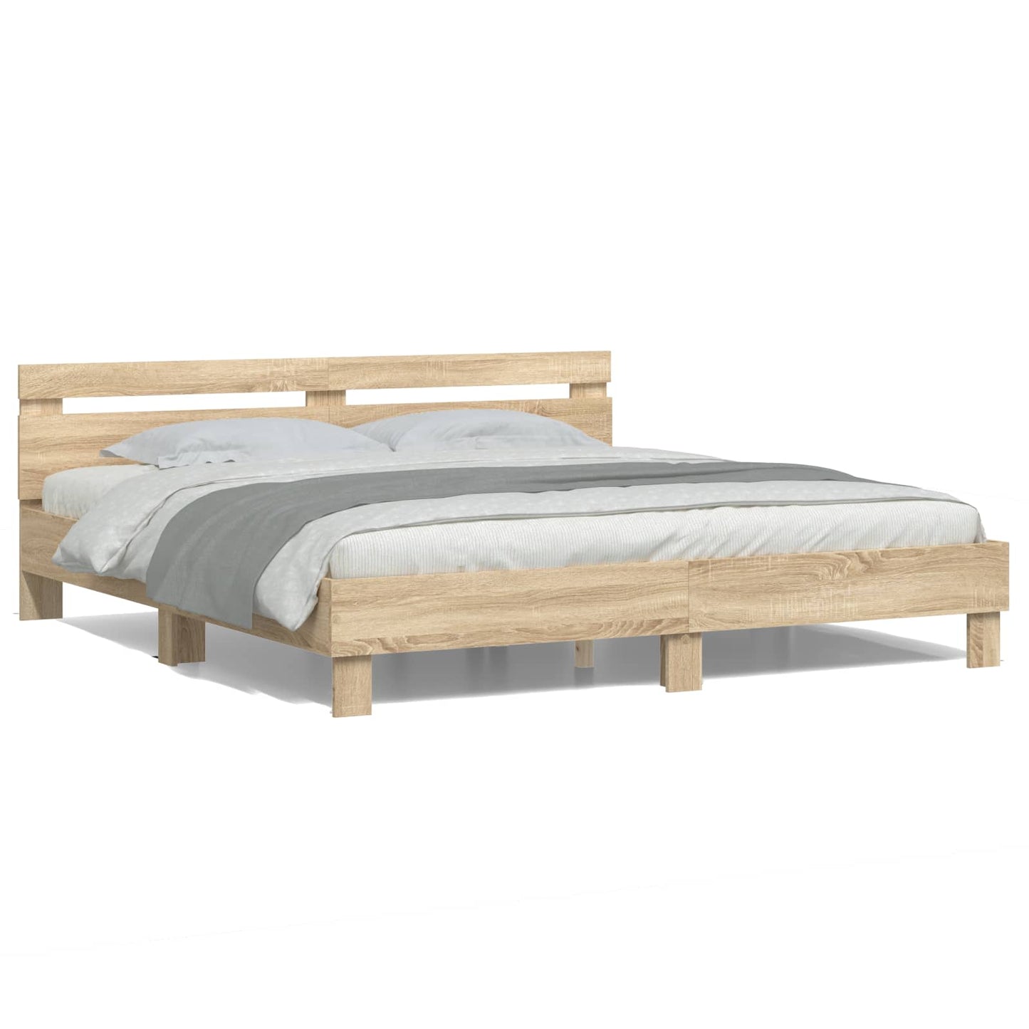 Rám Postele S Led Pásky Sonoma 193 X 203 Cm Kompozitní Dřevo