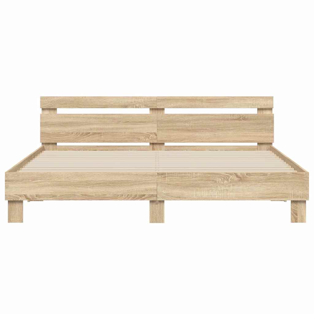 Rám Postele S Led Pásky Sonoma 193 X 203 Cm Kompozitní Dřevo