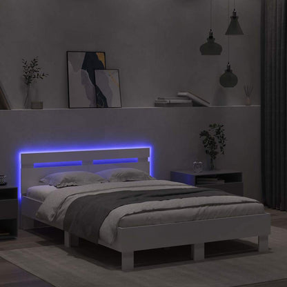 Rám Postele S Led Pásky Bílá 137 X 190 Cm Kompozitní Dřevo