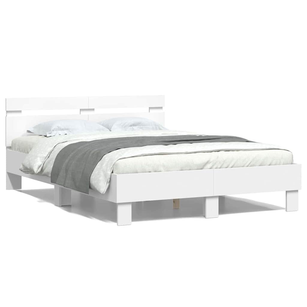 Rám Postele S Led Pásky Bílá 137 X 190 Cm Kompozitní Dřevo