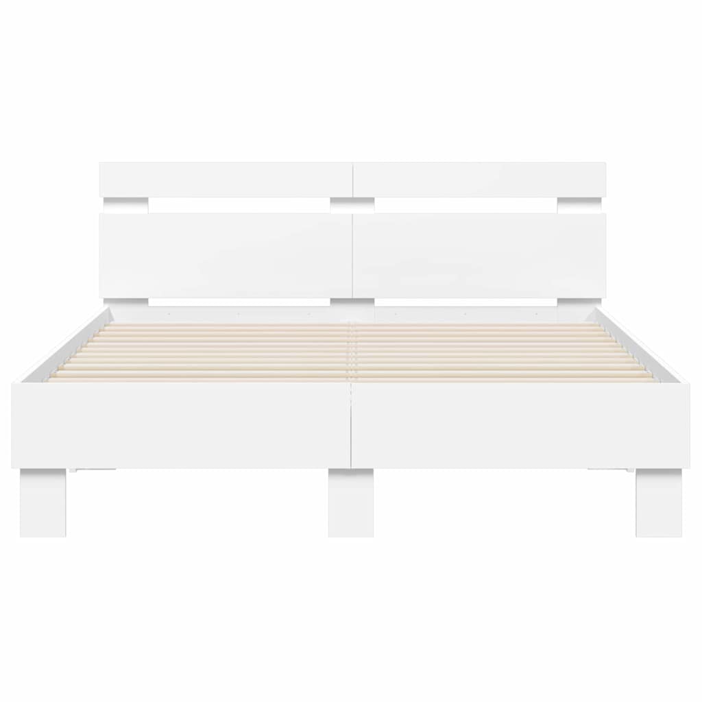 Rám Postele S Led Pásky Bílá 137 X 190 Cm Kompozitní Dřevo