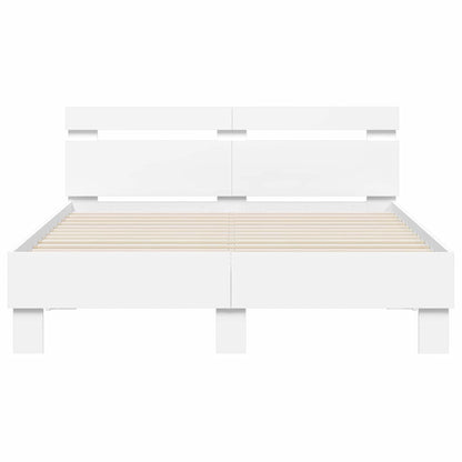 Rám Postele S Led Pásky Bílá 137 X 190 Cm Kompozitní Dřevo
