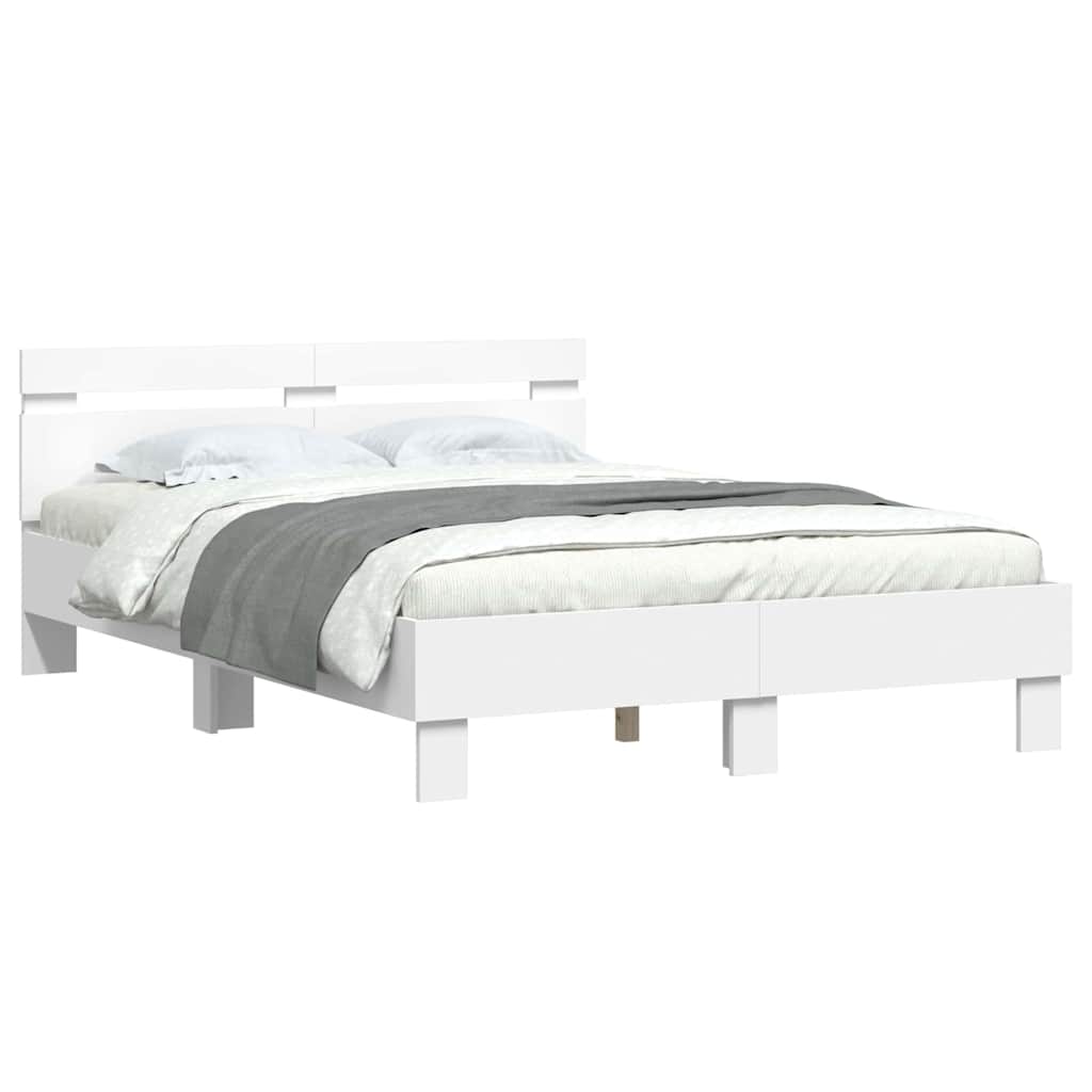 Rám Postele S Led Pásky Bílá 137 X 190 Cm Kompozitní Dřevo