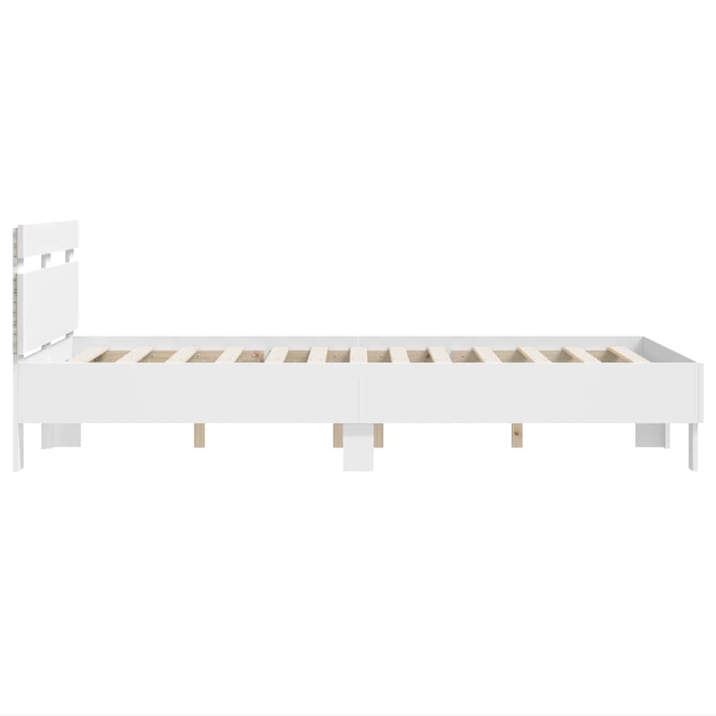 Rám Postele S Led Pásky Bílá 137 X 190 Cm Kompozitní Dřevo