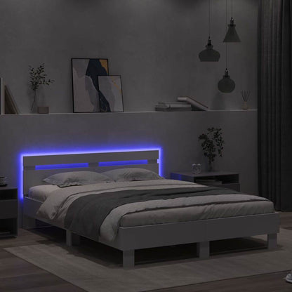 Rám Postele S Led Pásky Bílá 152 X 203 Cm Kompozitní Dřevo