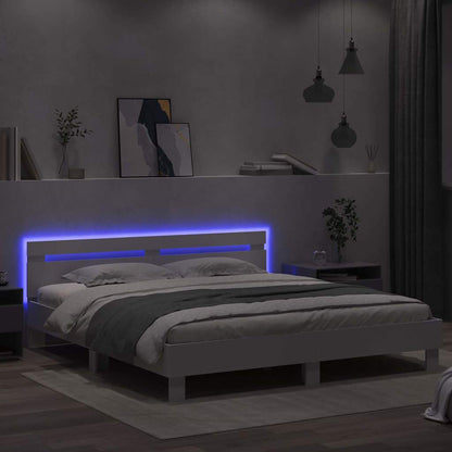 Rám Postele S Led Pásky Bílá 193 X 203 Cm Kompozitní Dřevo
