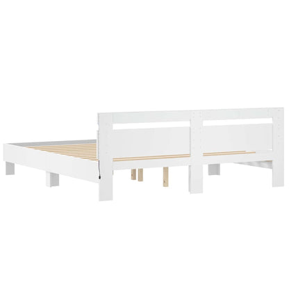 Rám Postele S Led Pásky Bílá 193 X 203 Cm Kompozitní Dřevo