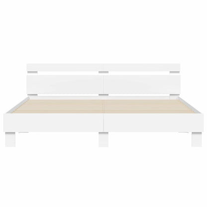 Rám Postele S Led Pásky Bílá 193 X 203 Cm Kompozitní Dřevo