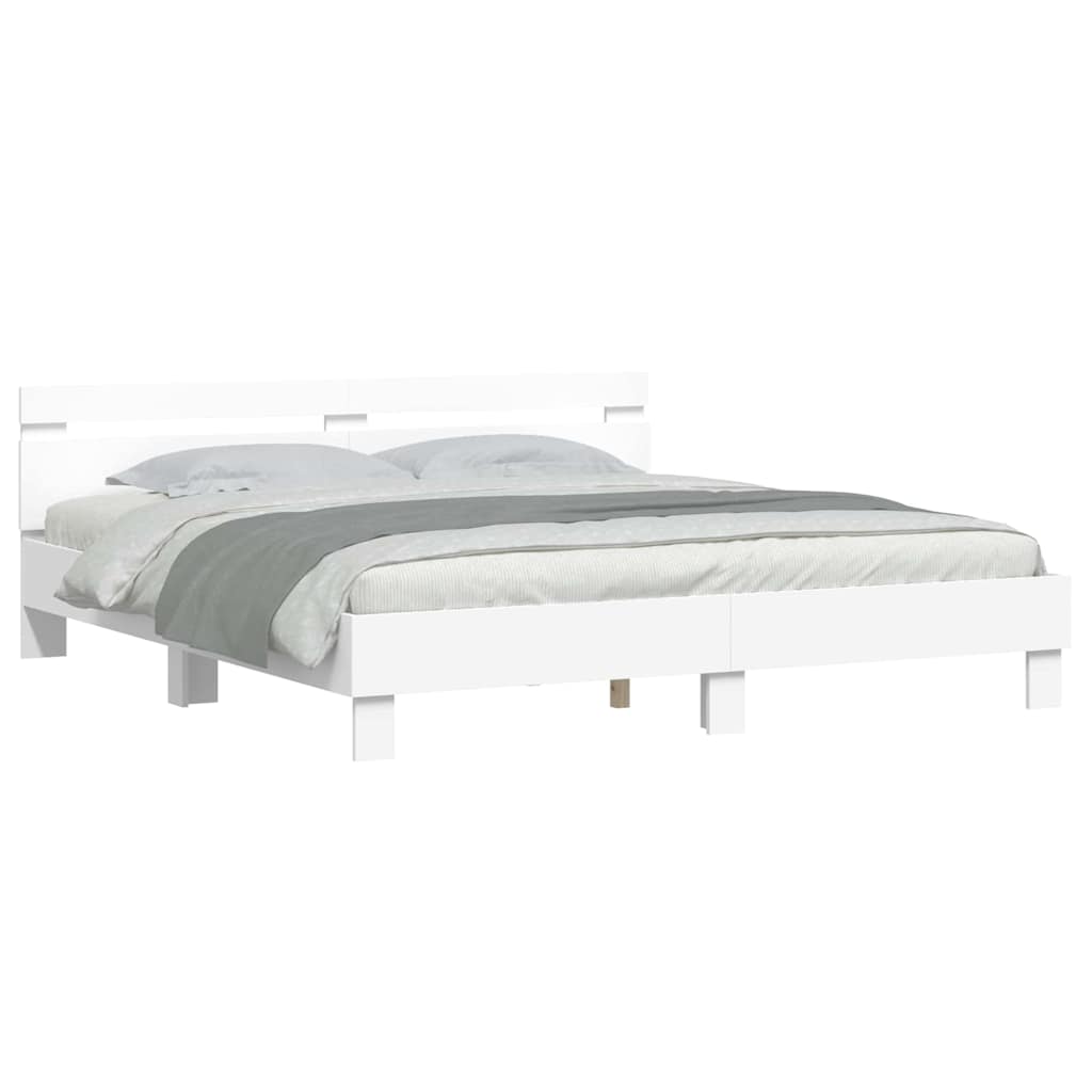 Rám Postele S Led Pásky Bílá 193 X 203 Cm Kompozitní Dřevo