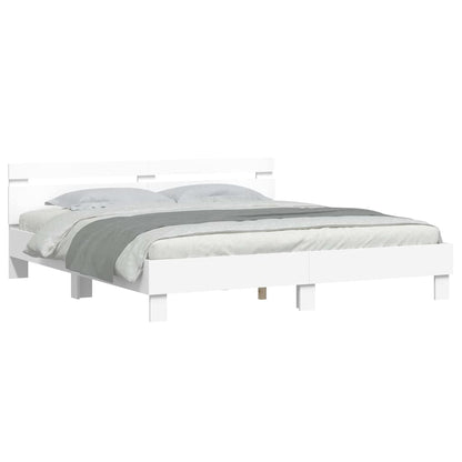Rám Postele S Led Pásky Bílá 193 X 203 Cm Kompozitní Dřevo
