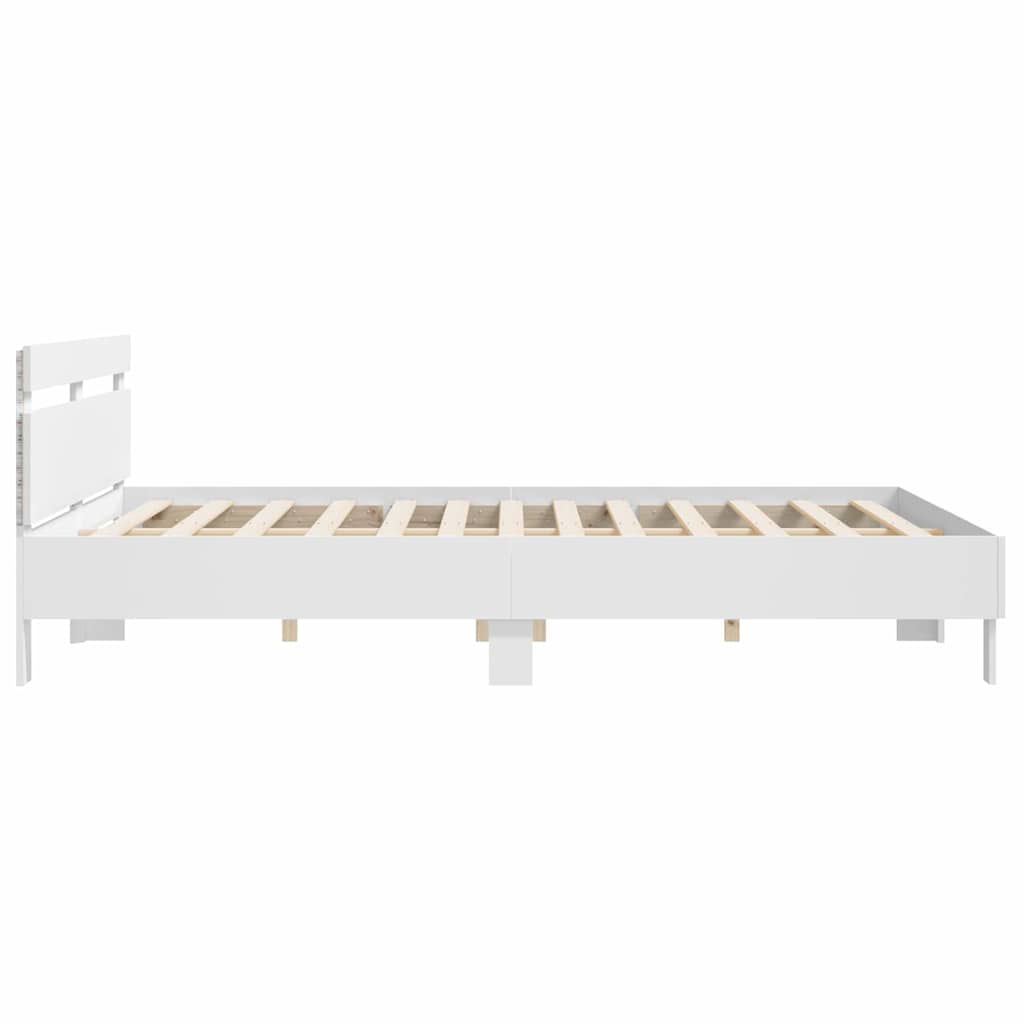 Rám Postele S Led Pásky Bílá 193 X 203 Cm Kompozitní Dřevo
