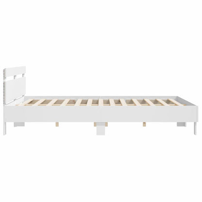 Rám Postele S Led Pásky Bílá 193 X 203 Cm Kompozitní Dřevo